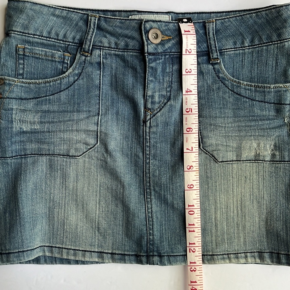 Denim Micro Mini Skirt Size 3 Spandex Distressed - Picture 11 of 12